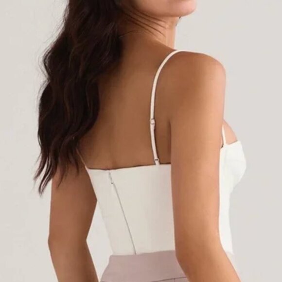 NWT House of CB Avery Bodysuit in Ivory Deep V Neck Boning Tank Top Corset - Picture 4 of 6